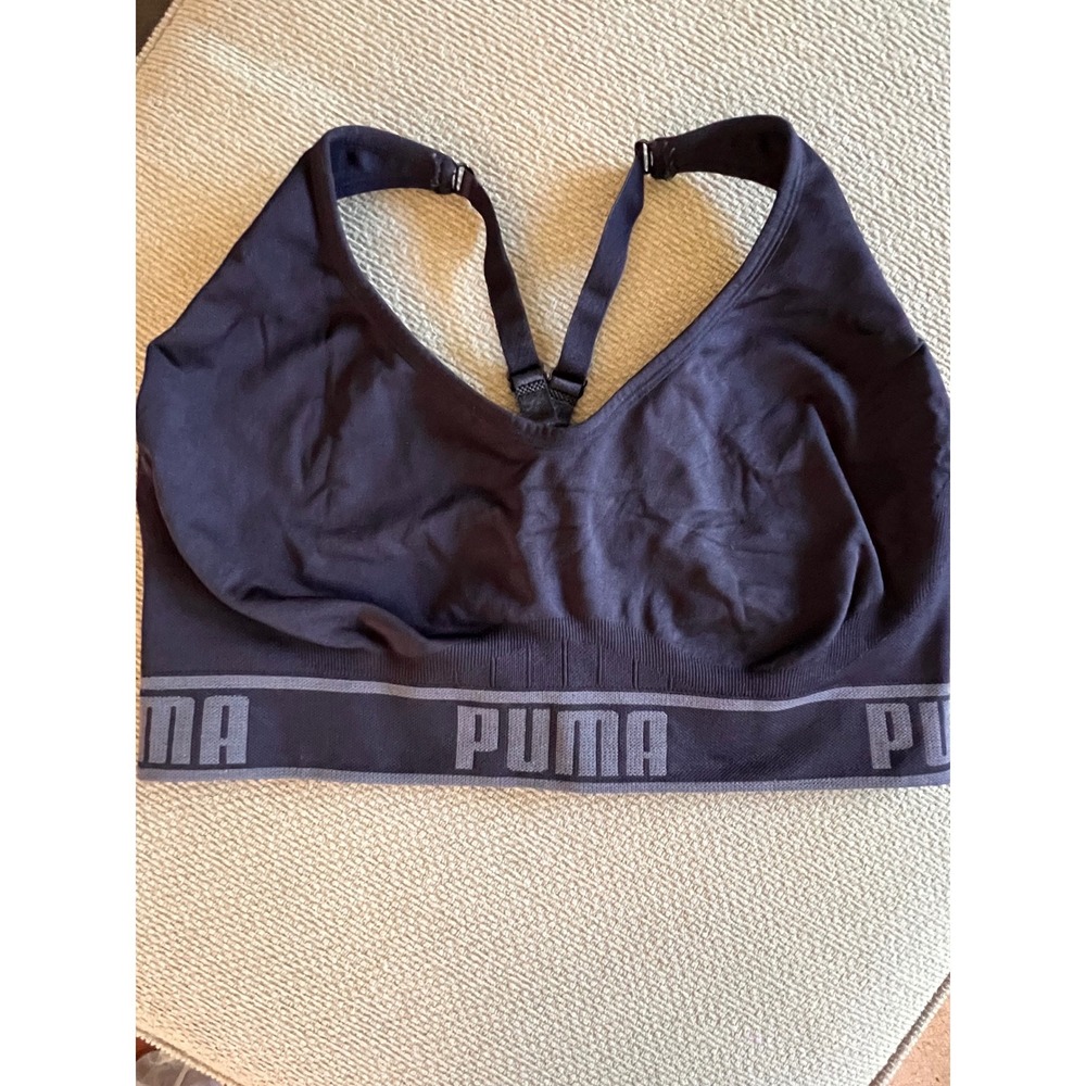 Puma Sports Bra Women 1X Black Activewear Sporty Athletic Gym Training Fitness
